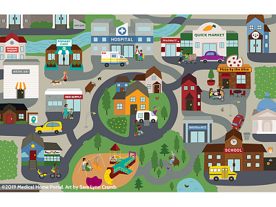 Medical Home Illustration childcare cyshcn disability home illustration map medical medical care medicine portal town vector