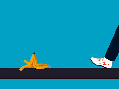 Slipped on Banana Peel animation banana banana peel fall fruit funny illustration slip