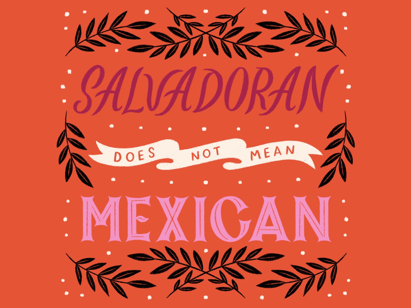 _ does not mean Mexican bolivia el salvador hand lettering hand lettering art hispanic illustration illustration gif leaves lettering mexican mexican art mexico spain spanish typography