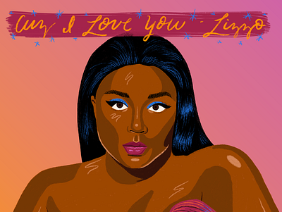 Lizzo album artwork cause i love you dna test gradient hand lettering art illustration lizzo music portrait