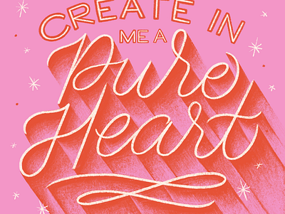 Psalm 51:10 bible church create cursive gradient hand lettering heart illustration lettering pure shadow typography