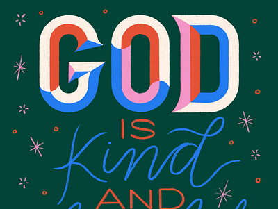 Joel 2:13 3d green hand lettering kind lettering merciful