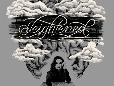 Heightened TShirt Design album art brain clouds hand lettering illustration lettering merch portrait tshirt tshirt design