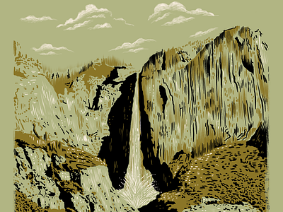 California california camp climb half dome hike illustration landscape mountain nature texture waterfall yosemite yosemite falls