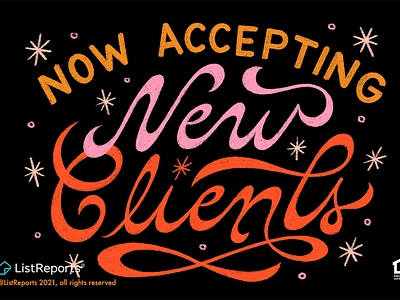 Now Accepting New Clients! fat bottom lettering hand lettering illustration lettering stars type typography