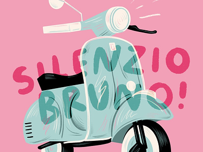 Silenzio Bruno! bruno cute drawing hand lettering illustration italy lettering luca movie pixar silenzio vespa