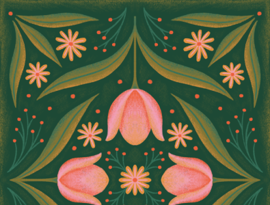 Tulips drawing fall floral flower flowers foliage illustration leaves pattern summer tulips