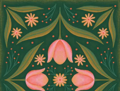 Tulips drawing fall floral flower flowers foliage illustration leaves pattern summer tulips