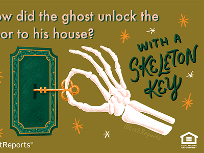 Skeleton Key bones halloween hand lettering house illustration key lettering skeleton