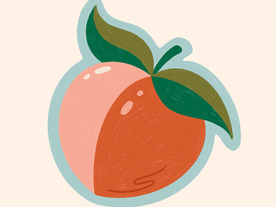 Peach! booty butt fruit illustration leaves peach sticker