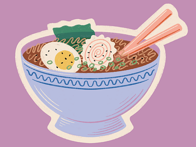 Ramen! bowl chopsticks drawing egg food illustration noodles ramen seaweed soup