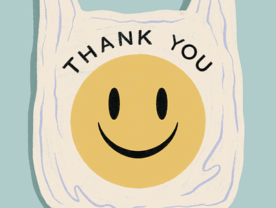 Thank you card bag design drawing hand lettering illustration lettering shopping bag smile smiley face thank you type typography