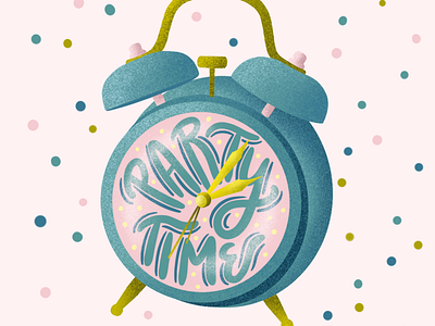 Party Time clock cute fun hand lettering hand lettering art party stationary tyopography type
