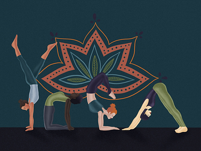 Plants, yoga and cat by Florine Le Richon on Dribbble