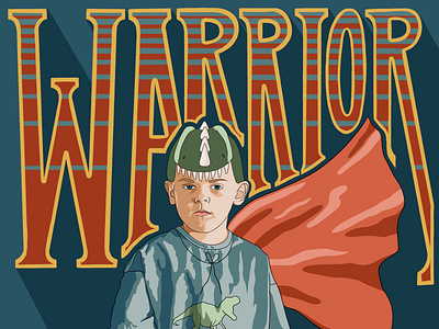 Warrior boy cancer child dinosaur hand lettering hero illustration kid lettering portrait strong superhero type typography warrior