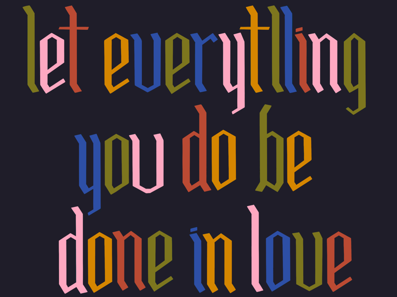 Do it in love rainbow hand lettering type lettering