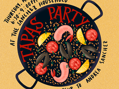 Tapas Party barcelona design hand lettering illustration intive lettering madrid paella party invitation party invite seafood spain tapas type typography