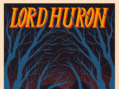 Lord Huron Band Poster band band merch band poster blue design drawing forest hand lettering illustration lettering lord huron mountains music poster red trees type typography