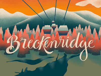 Breckenridge breckenridge colorado drawing hand lettering illustration lettering mountains river ski ski lift trees