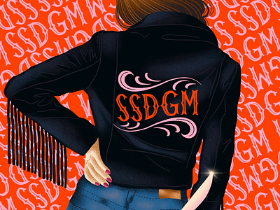 SSDGM drawing hand lettering illustration leather jacket lettering true crime