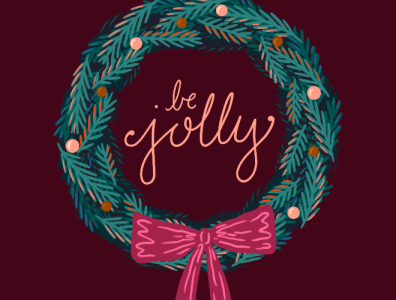 Be Jolly christmas wreath hand lettering illustration lettering wreath