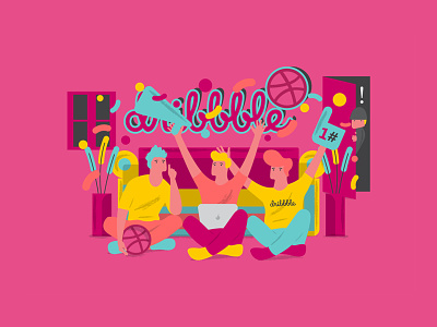 yeah dribbble animation app art colorful design flat design flat illustration illustration logo ui ux vector