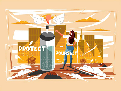 Protect yourself from virus art character colorful design flat design flat illustration illustration ui ux vector