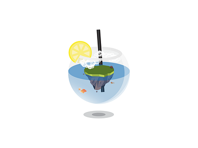 Cocktail Island | illustration cocktail design graphic illustration island lemon shape summer vector