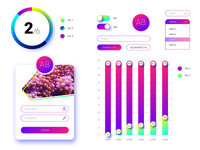 UI Kit | User Interface app design concept data visualization dataviz design design system flat flat design gradient color gradients kit ui ui design user experience user interface design ux ui