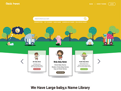 Design Process for baby,s name website Landing Page Interactions