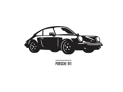 Porsche 911 black and white icon illustration negative space porsche vector