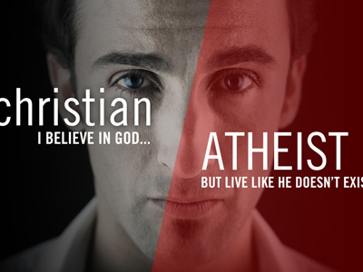 Christian Atheist black red typography