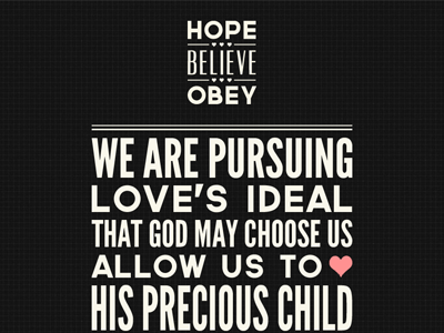 Hope Believe Obey New Site One Page hatch print texture
