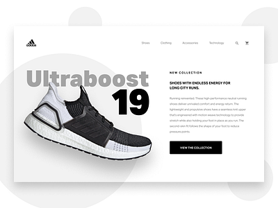 Adidas Ultraboost 19 Showcase clean concept design landingpage onepage product shoes simple ui ux webdesign website