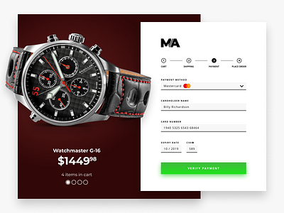 Daily UI 002 - Credit Card Checkout checkout clean concept dailyui design payment ui ux watch webdesign