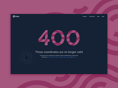 Prezi 400 400 404 black hole error illustration prezi purple space ui ux web web design