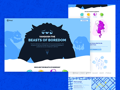 Beasts of Boredom - Landing Page blob campaign dreamforce ghost illustration monsters prezi serpent ui ui design ux ux design web web design yeti