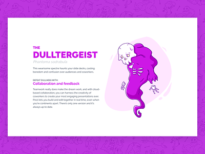 Beasts of Boredom - Dulltergeist campaign dreamforce ghost illustration monster prezi purple skeleton ui ui design ux ux design web web design