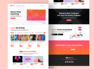 Educational website landing page landing page ui