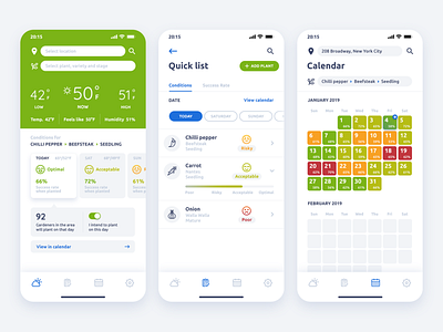Plant Seeding Weather App calendar gardening mobile app mobile dashboard plant vegetables