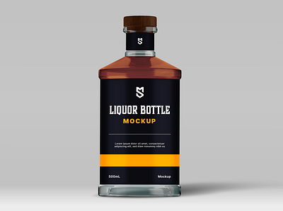 Unique Liquor Bottle Mockup bottle branding cover design illustration mockup mockup psd photoshop