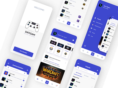 DatiGam - Social Network. Some screenshots adobe xd animation blizzard concept gamers mobile social steam ui ux