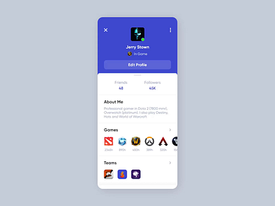 DatiGam - Social Network - Profiles adobe xd animation blizzard concept gamers mobile social ui ux
