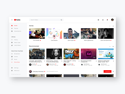 YouTube Redesign Challenge adobe xd challenge concept redesign uplabs video web design youtube
