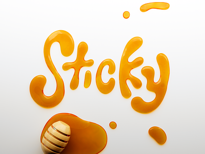 Sticky 3d custom type design graphic design render type