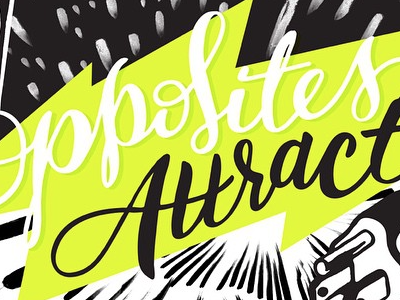 Opposites Attract hand drawn lettering lightning opposites opposites attract pattern