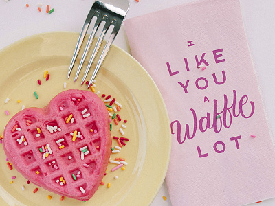 A Waffle Lot heart lettering type typography valentine valentines day waffles