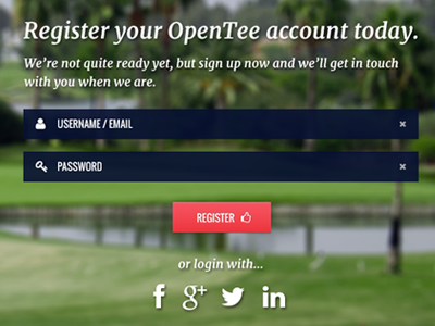 Opentee Registration golf login registration