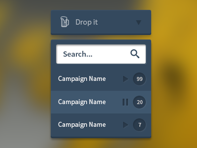 Search Dropdown button dropdown flat search