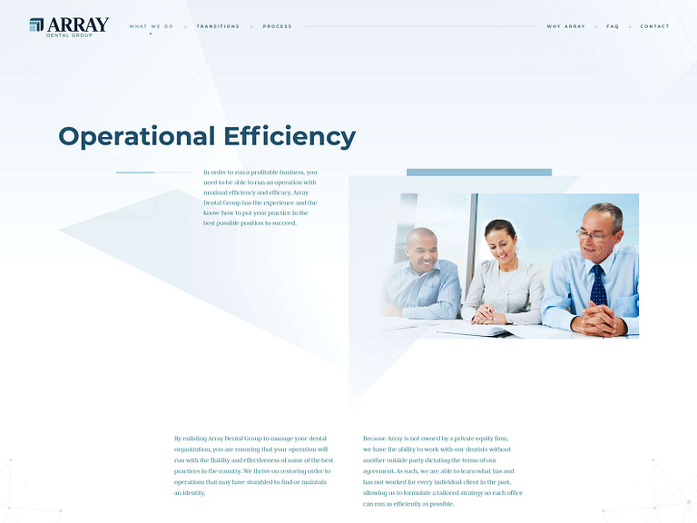 Array Dental Group Dental Support Organization site by Joseph Tyburski on Dribbble